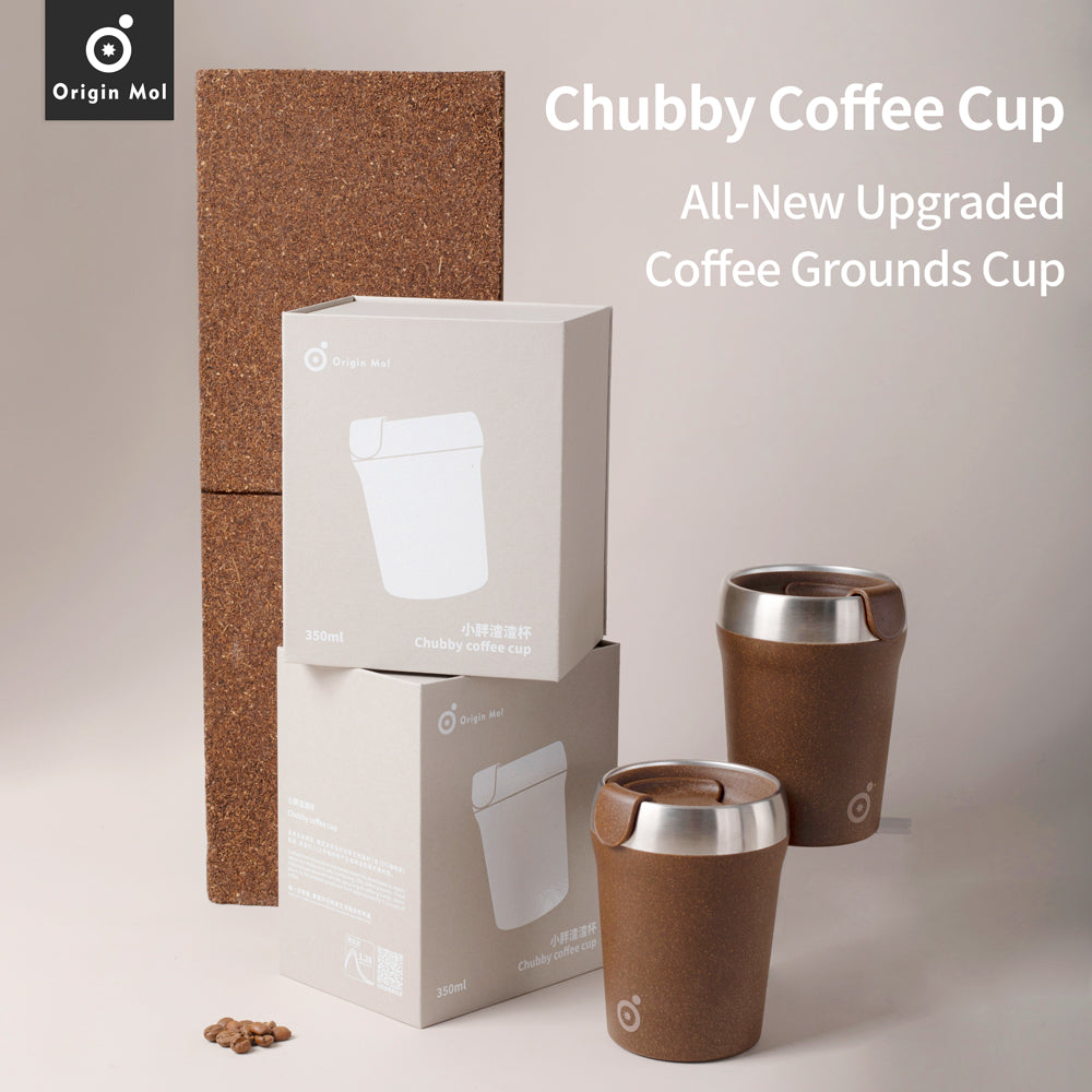Chubby Coffee Cup – Double-Layer Travel Mug with Coffee Grounds Biobased Shell & 316L Stainless Steel Inner