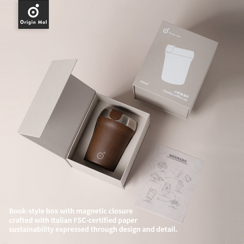 Chubby Coffee Cup – Double-Layer Travel Mug with Coffee Grounds Biobased Shell & 316L Stainless Steel Inner